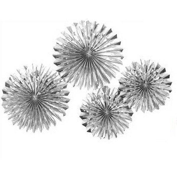 Enfeite Decorativo Leque Metálico - Prata - 06 Unidades - Art Lille - Rizzo