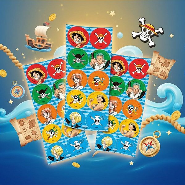 Adesivo Redondo Festa One Piece - 30 unidades - Festcolor - Rizzo