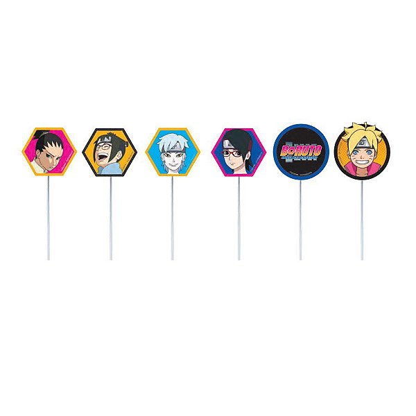 Pick Decorativo para Doces - Festa Boruto Sortido - 12 Unidades - Cromus - Rizzo