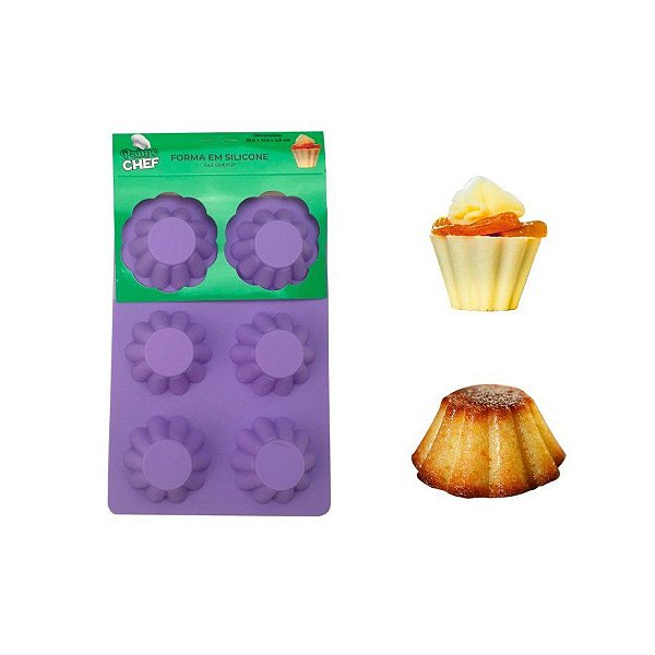 Forma de Silicone para Flan - 6 cavidades - 1 unidade - Prime Chef - Rizzo Confeitaria