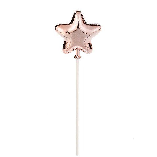 Topo De Bolo Estrela Rose Gold - HA269 - 1 unidade - Silver Plastic - Rizzo Confeitaria