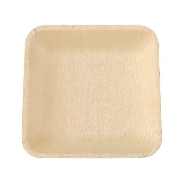 Prato De Madeira Quadrado  - HA254 - 10 unidades - Silver Plastic - Rizzo Confeitaria