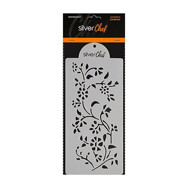 Stencil Plastico - Galhos - FT260 - 1 unidade - Silver Plastic - Rizzo