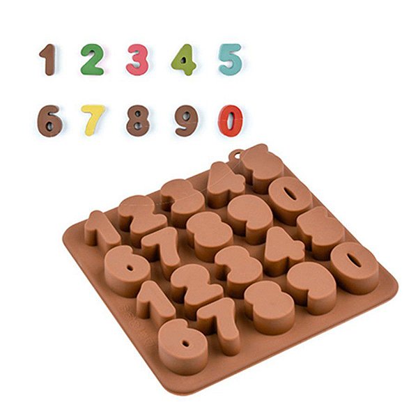 Molde De Silicone Chocolate - Números - FT156 - 1 unidade - Silver Plastic - Rizzo Confeitaria