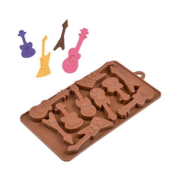 Molde De Silicone Chocolate - Guitarras - FT154 - 1 unidade - Silver Plastic - Rizzo Confeitaria