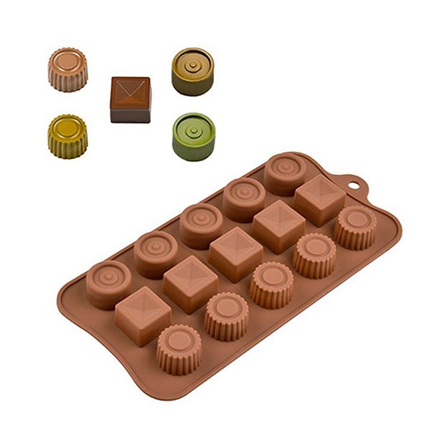 Molde De Silicone Chocolate - Chocolate Sortido - FT148 - 1 unidade - Silver Plastic - Rizzo Confeitaria