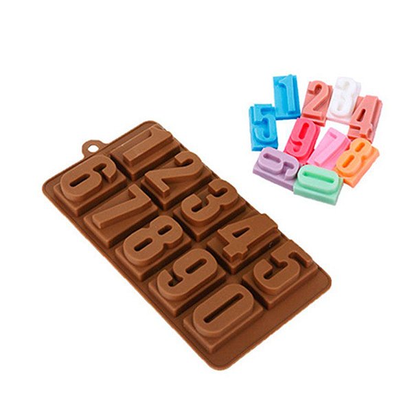 Molde Silicone Chocolate - Números de 0 a 9 - FT013 - 1 unidade - Silver Plastic - Rizzo Confeitaria