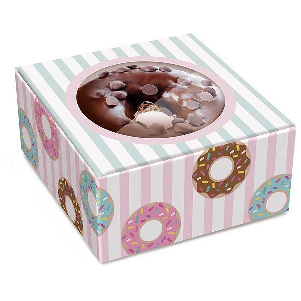 Caixa Para Donuts Com Visor Donuts - 10 unidades - Cromus - Rizzo Confeitaria