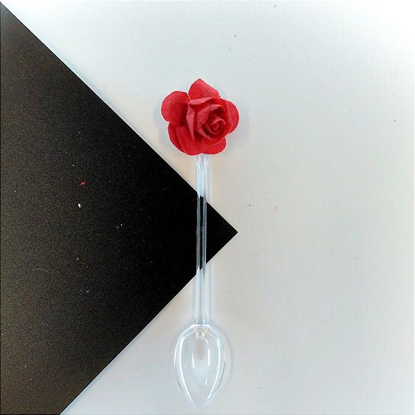 Colher Decorativa - Rosa Vermelha - 10 unidades - Nelyzoca - Rizzo Confeitaria
