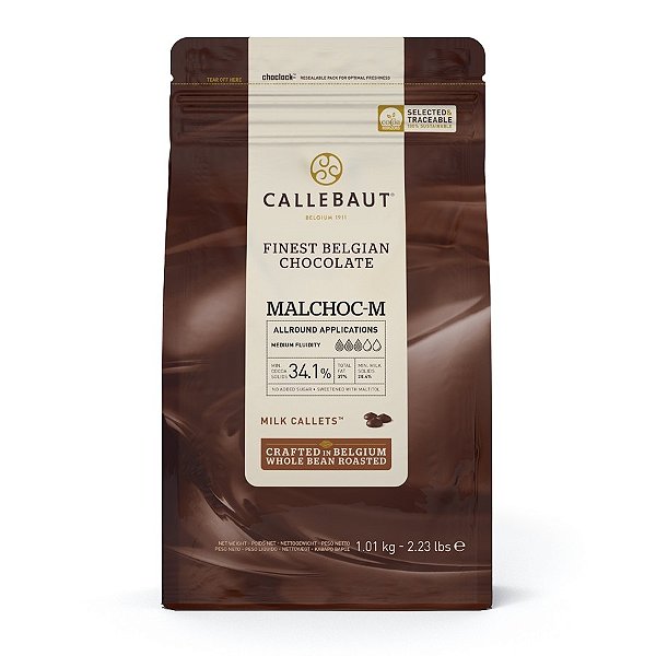 Chocolate Belga Ao Leite Malchoc-M 1,01 kg- 1 unidade -Callebaut- Rizzo