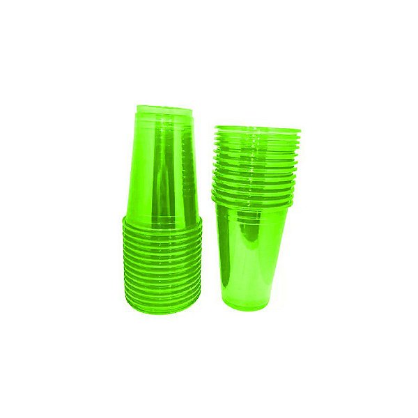 Copo 300ml Bio Crystal Neon Verde - 12 Unidades - Trik Trik - Rizzo Confeitaria