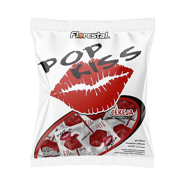 Pirulitos Beijo - Pop Kiss - Sabor Cereja - 500 g - 1 unidade - Florestal - Rizzo