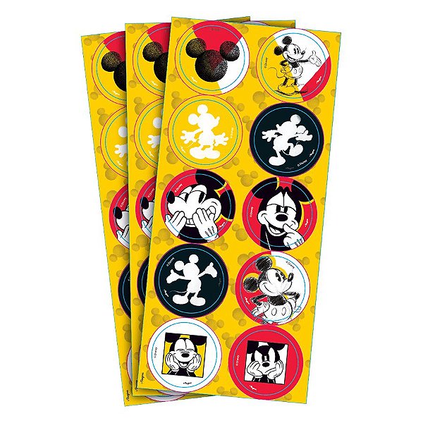 Adesivo Redondo Decorativo Festa Mickey Fãs - 30 unidades - Regina - Rizzo
