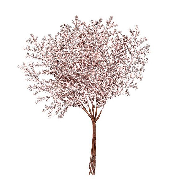 Pick Decorativo de Natal - Folhas Com Glitter - Rose - 1 unidade - Cromus - Rizzo