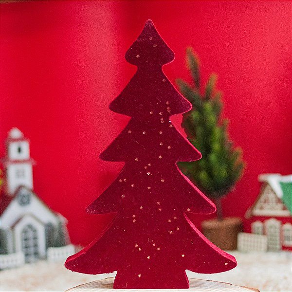 Árvore Decorativa - Vermelho - 14 x 22cm - Cod.MD480 - 1 unidade - Rizzo Confeitaria