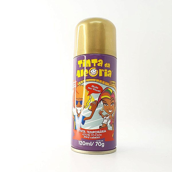 Tinta Spray para Cabelos 120 mL - Dourada - Tinta da Alegria - 1 unidade -  Rizzo - Loja de Confeitaria | Rizzo Confeitaria