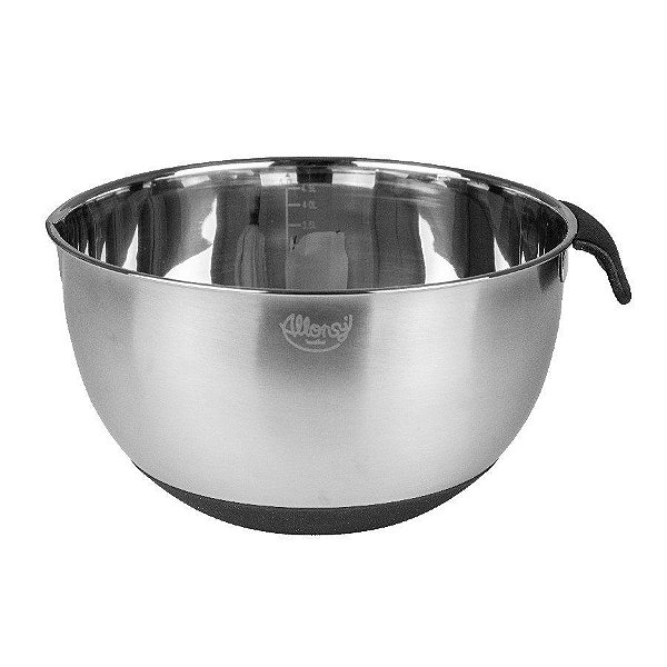 Bowl Massas Leves/Pesadas - Aço inox - 5L - 28,5x25x13,6 Cm - 1 unidade - Cromus Linha Profissional Allonsy - Rizzo