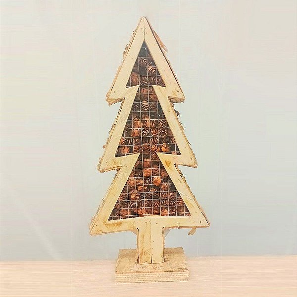Decoração de Madeira - Pinheiro de Pinhas M - 40 cm - 01 unidade - Cromus Natal - Rizzo