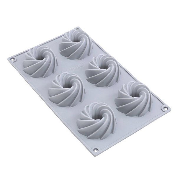 Forma de Sílicone Mini Espiral (28 x 17 x 3 cm) - 6 Cavidades - 1 Unidade - Cromus Linha Profissional Allonsy - 1 unidad