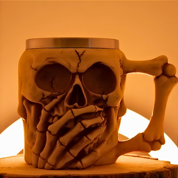 Caneca Caveira Rindo - "Caveira Rindo" - 450mL - 01 Unidade - Rizzo (olho não pintado)