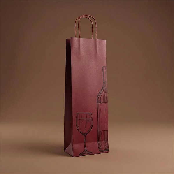 Sacola para Garrafa de Vinho - Bordô - Ref. 6444 - 13,5x8x39cm - 10 unidades - WMA - Rizzo
