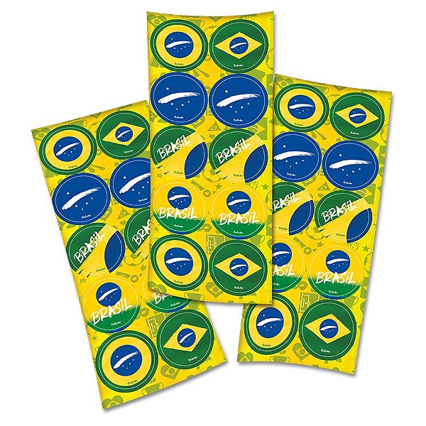Adesivo Decorativo Brasil Copa do Mundo - 30 unidades - Festcolor