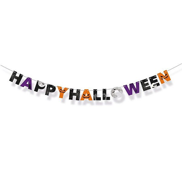 Faixa Decorativa de Halloween - "Happy Halloween" - 1 unidade - Cromus - Rizzo Confeitaria