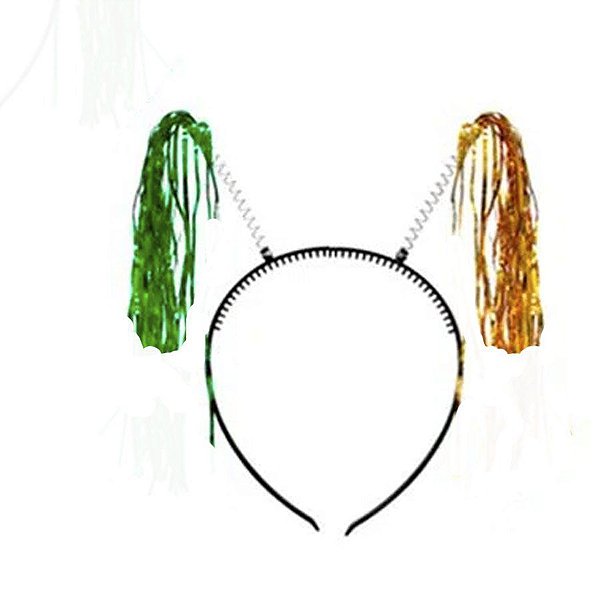 Tiara Rafia Pom Pom - Verde Amarelo - 11,5cm x 20cm - 1 unidade - Rizzo