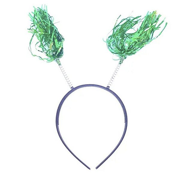 Tiara Rafia Pom Pom - Verde 11,5cm x 20cm - 1 unidade - Rizzo