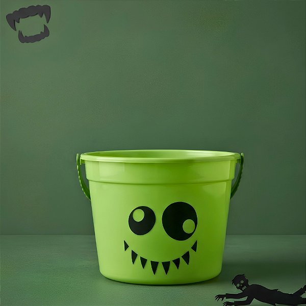Baldinho Happy Halloween Olhos e Boca - Verde - 1 unidade - Cromus - Rizzo