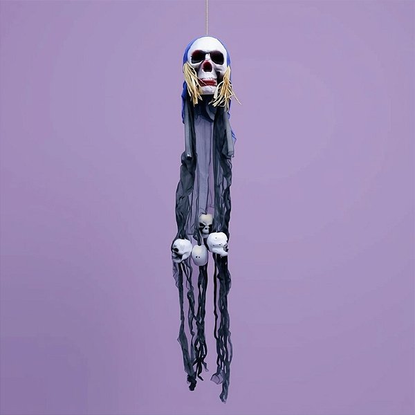 Enfeite de Halloween - Caveiras com Pano Roxo - 1 unidade - Rizzo