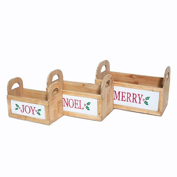 Jogo C/ 3 Cachepot com Alça Quadrada Merry - Cromus Natal - 1 unidade - Rizzo