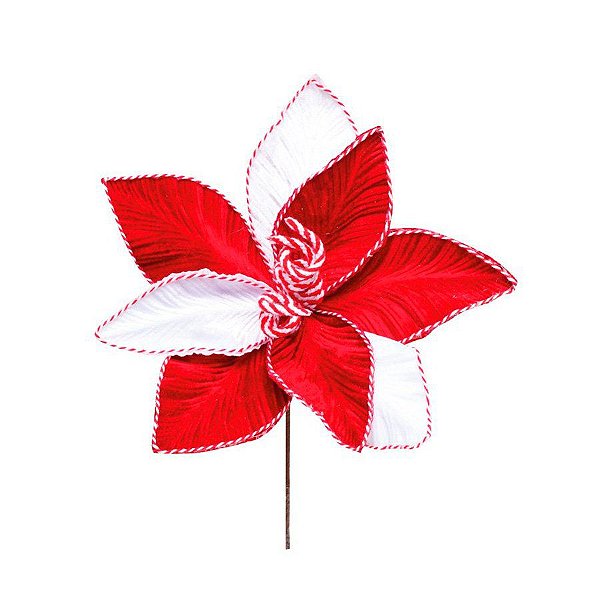 Galho Pick Poinsetia - Vermelho e Branco - 1 unidade - Cromus - Rizzo