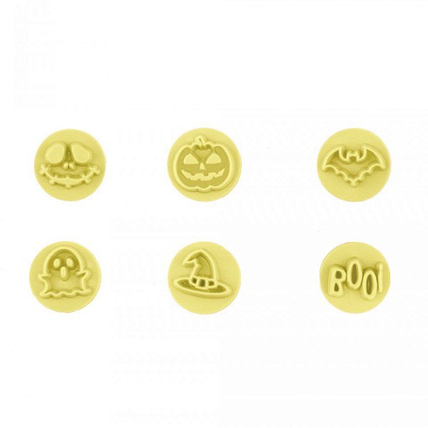 Kit Carimbos - Halloween - Amarelo - 2 x 1 cm - 7 unidades - BlueStar - Rizzo