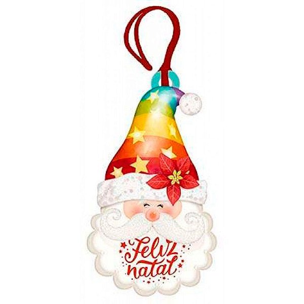 Enfeite para Pendurar -  "Feliz Natal" Papai Noel - Ref. DHT4N-006 - 1 unidade - Rizzo Confeitaria