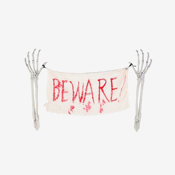 Decoração Halloween - Espeto de Jardim Esqueleto "Beware" - 55x33cm  - 1 unidade - Cromus - Rizzo