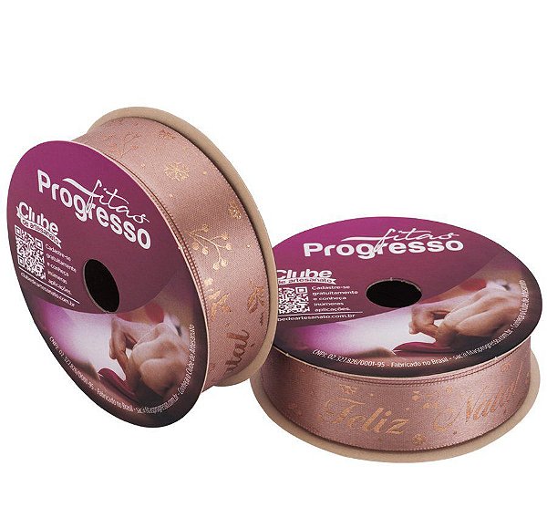 Fita de Cetim ECF005H 22 mm - Cor 876 - Frase Feliz Natal - Rolo 10 Metros - 1 unidade - Fitas Progresso - Rizzo Confeitaria