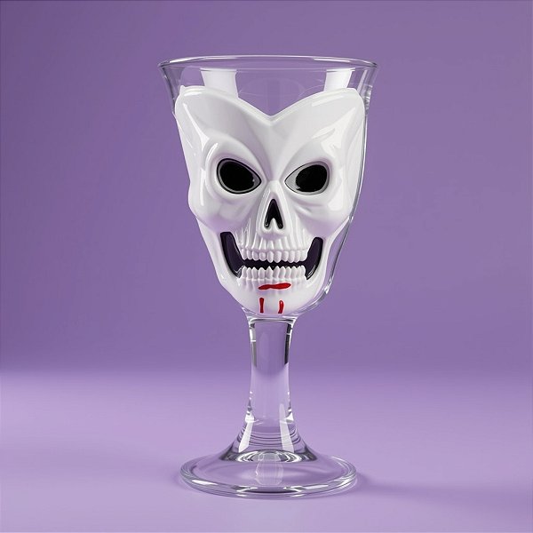 Taça Halloween - Branca com Transparente - Caveira - 250ml - 1 unidade - Rizzo