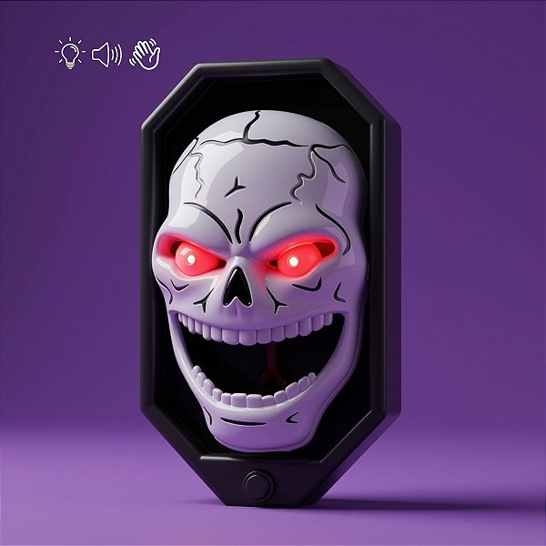 Enfeite Decorativo de Halloween Com Luz e Som - Campainha de Caveira - Festa Halloween - 1 unidade - Cromus - Rizzo