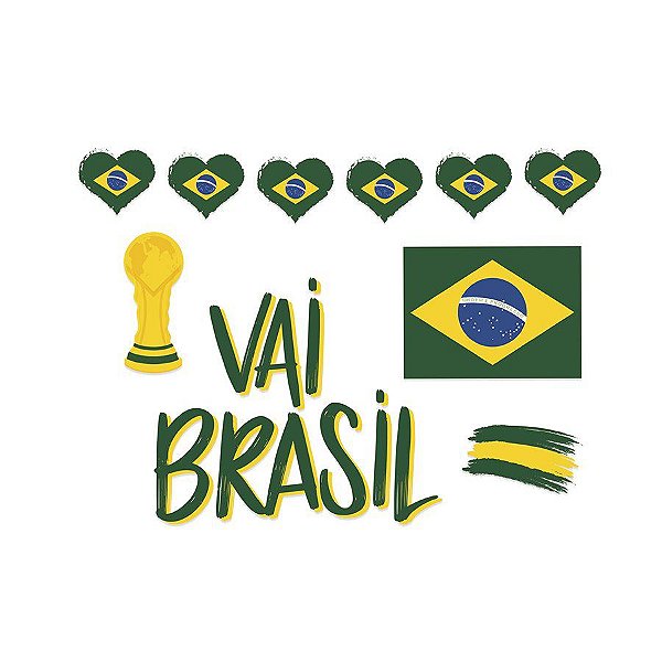 Kit Adesivo para Decoração de Vitrine -  Brasil Copa 2022 - 1 unidade - Cromus