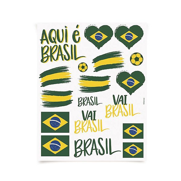 Adesivo - Tatuagem para Pele - Brasil Copa 2022 - 4 unidades - Cromus