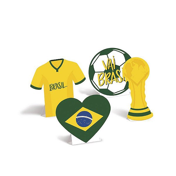 Decorativo de Mesa - Brasil Copa 2022 - 4 unidades - Cromus
