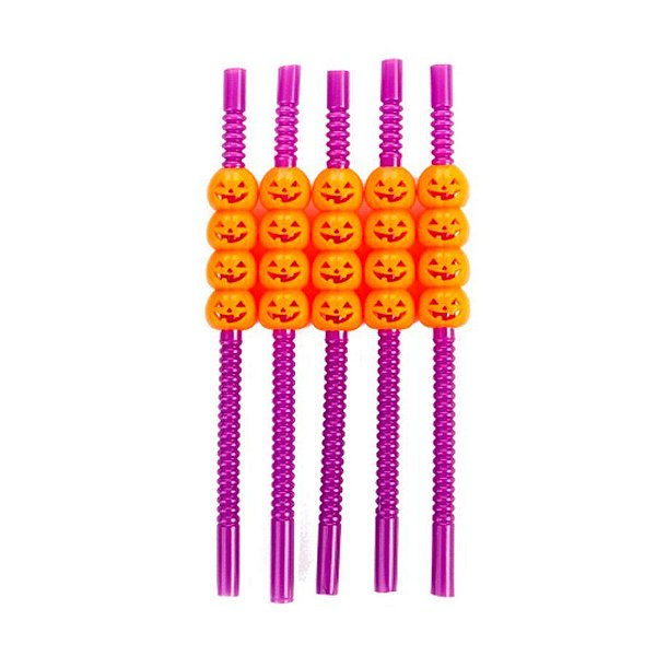 Canudo Decorativo Abóbora de Halloween Roxa - 5 unidades - Rizzo