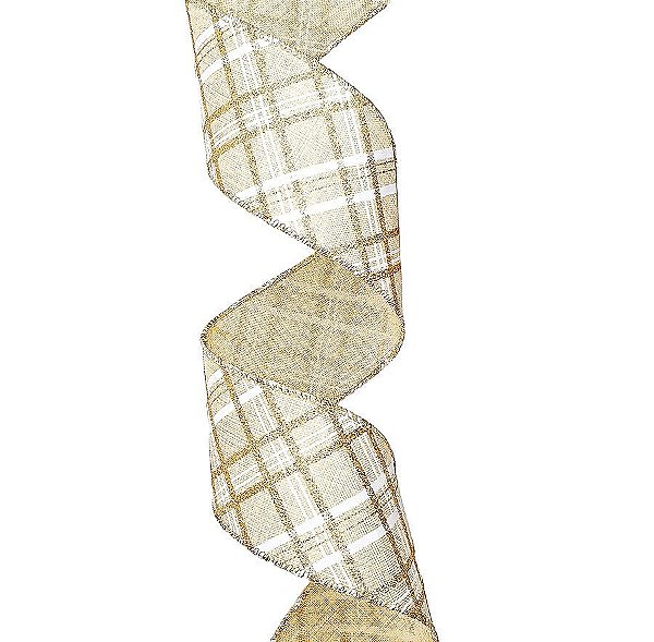 Fita Decorativa Xadrez - Bege/Branco - 1 unidade - Cromus - Rizzo Confeitaria