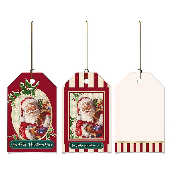 Tags de Natal - Noel Carmin - 8 x 5 cm - Cromus Natal - 12 unidades - Rizzo