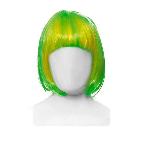 Fantasia Peruca Chanel Verde/Amarelo - Copa do Mundo - 1 unidade - Cromus