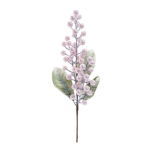 Pick Decorativo de Natal - Folhas e Frutas - Rosa -  Cromus Natal - 1 unidade - Rizzo