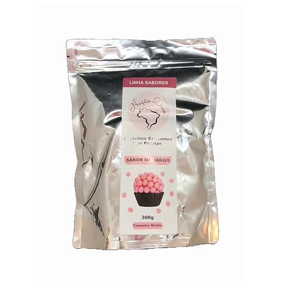 Confeitos Médio Crocantes - Tipo Pérolas - Morango - 300g - 1 unidade - Nação Doce - Rizzo
