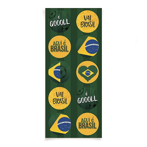 Adesivo Decorativo Redondo - Brasil Copa do Mundo - 30 unidades - Cromus