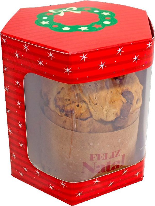 Caixa Sextavada de Panetone - Papai Noel - 10 unidades - Ideia Embalagens - Rizzo